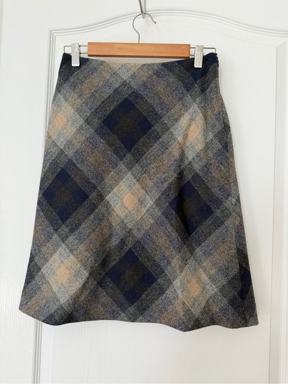 Brooks Brothers Plaid Mini Skirt in Navy, Gray and Tan